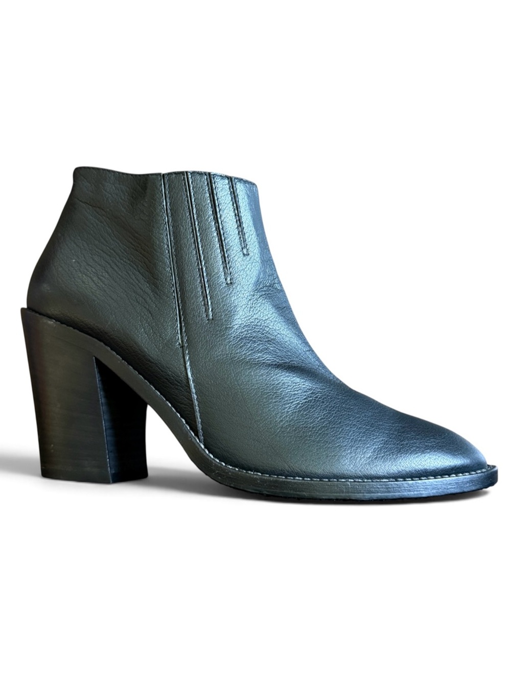 AQUATALIA Black Leather Block Heel Ankle Boot Size 12 Women